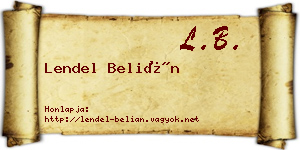 Lendel Belián névjegykártya